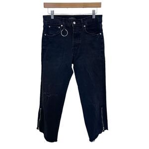 Zara Women Raw Hem Crop Jeans